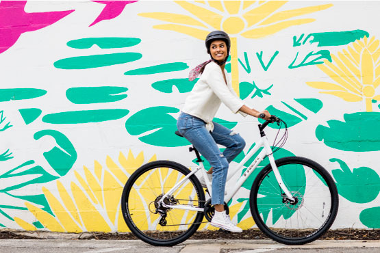 woman riding bike